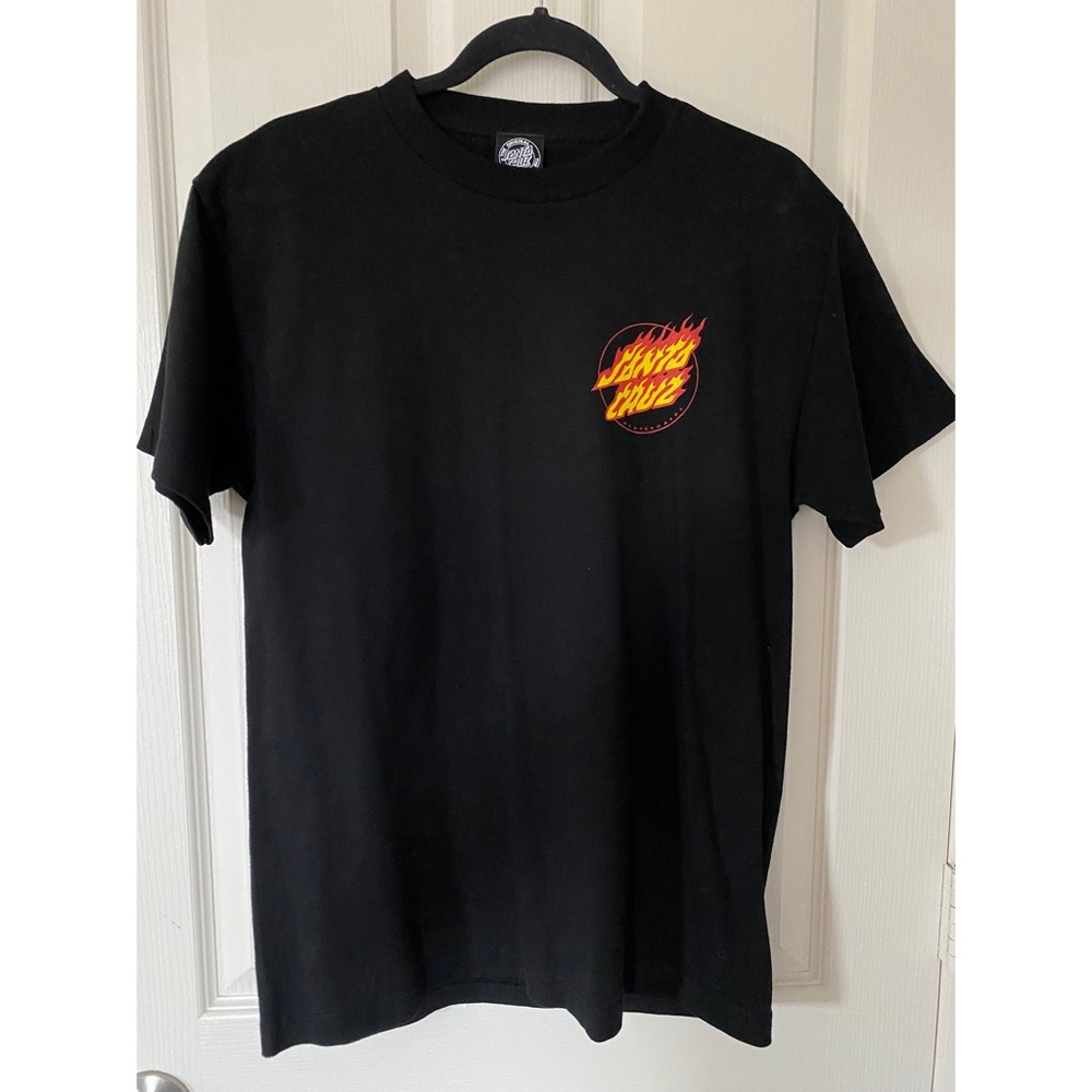 Men’s Santa Cruz Black and Red Logo Print T-Shirt